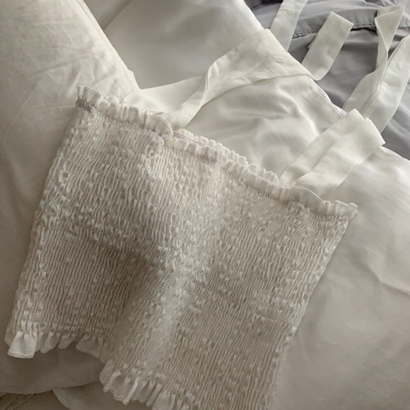 White Shirred Tube Top - Picture 3 of 4